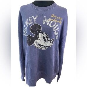 🆕Disney parks adult size medium Y2K NWT blue pullover crewneck sweatshirt Mickey